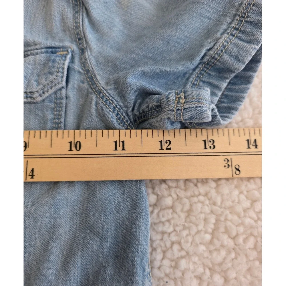 Old Navy Denim‎ Shirt Boy 3T Light Blue Chambray Short Sleeve Western Button Up